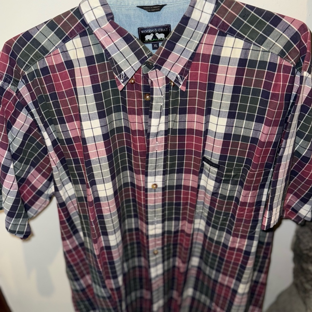 Workers & Craft Men's Casual Plaid Button-Down Shirt - Purple, Black, White